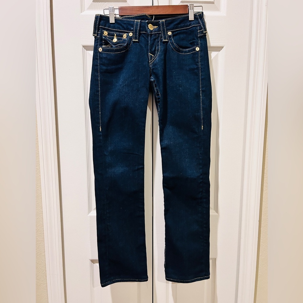 True Religion Dark Wash Straight-Leg Jeans | Size 27 | Made in USA - Picture 4 of 14